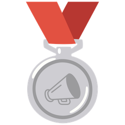 megaphone and 2nd place medal