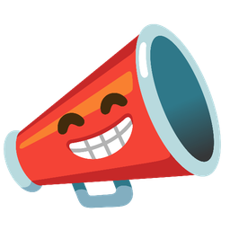 Megaphone and Beaming face with smiling eyes