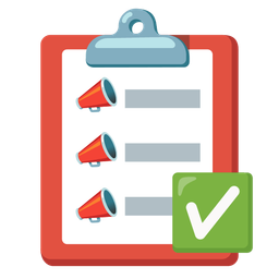 megaphone and check mark button