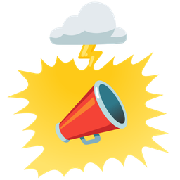 megaphone and cloud with lightning