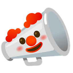 megaphone and clown face