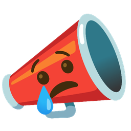 megaphone and crying face