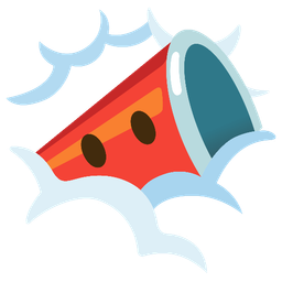 megaphone and face in clouds