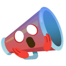 megaphone and face screaming in fear