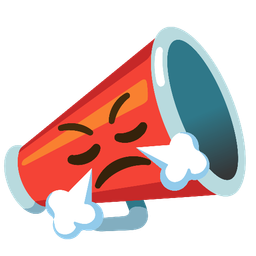 megaphone and face with steam from nose