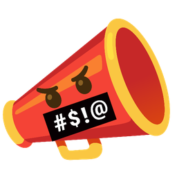 megaphone and face with symbols on mouth