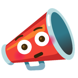 megaphone and flushed face