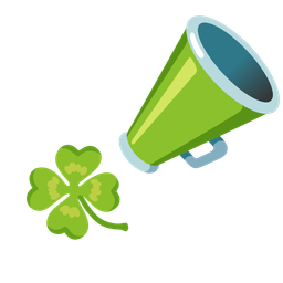 megaphone and four leaf clover