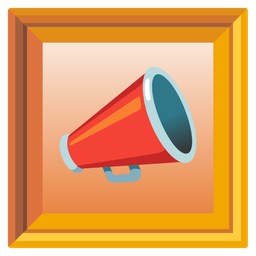 megaphone and framed picture