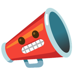 megaphone and grimacing face