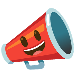 Megaphone and Grinning face with big eyes