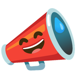 Megaphone and Grinning face with sweat