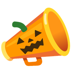 megaphone and jack-o-lantern