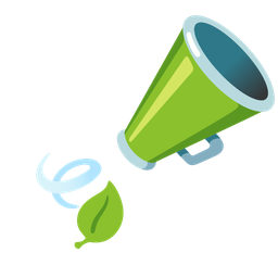 megaphone and leaf fluttering in wind