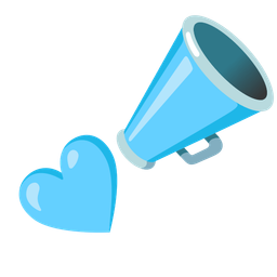 megaphone and light blue heart