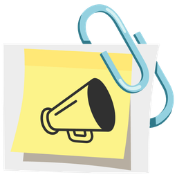 megaphone and linked paperclips