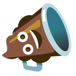 megaphone and pile of poo