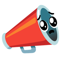 megaphone and pleading face