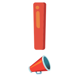 megaphone and red exclamation mark