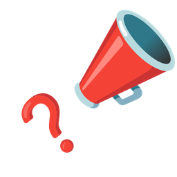 megaphone and red question mark