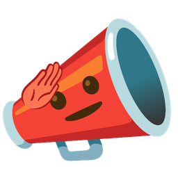 megaphone and saluting face