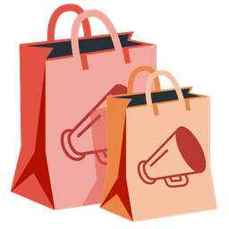 megaphone and shopping bags