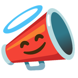 Megaphone and Smiling face with halo