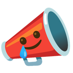 Megaphone and Smiling face with tear