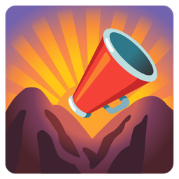 megaphone and sunrise over mountains