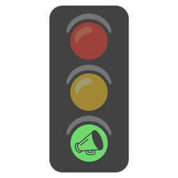 megaphone and vertical traffic light