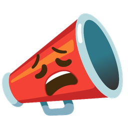 megaphone and weary face