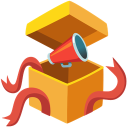 megaphone and wrapped gift