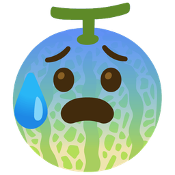 melon and anxious face with sweat