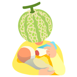 melon and baby bottle