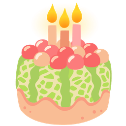 melon and birthday cake