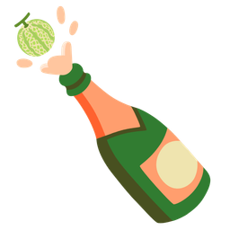 melon and bottle with popping cork