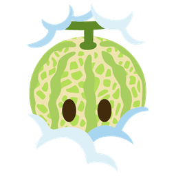 melon and face in clouds