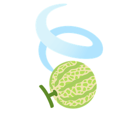 melon and leaf fluttering in wind