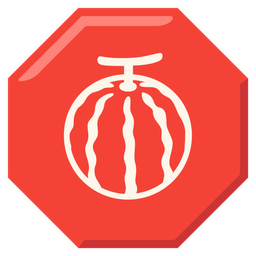 melon and stop sign