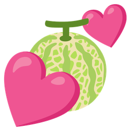 melon and two hearts