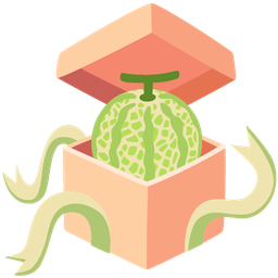 melon and wrapped gift