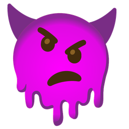 melting face and angry face with horns