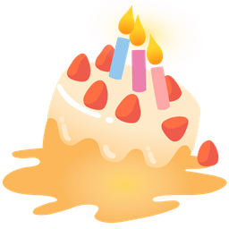 melting face and birthday cake