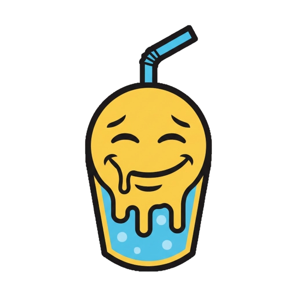 Melting face and Cup with straw