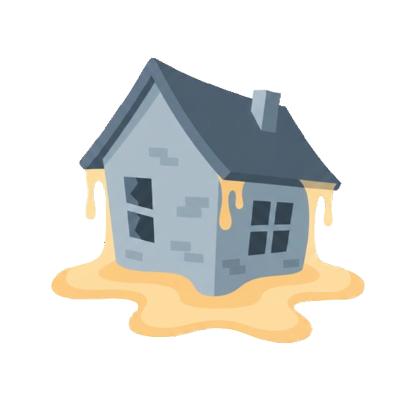 Melting face and Derelict house