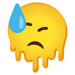 melting face and downcast face with sweat