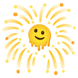 melting face and fireworks