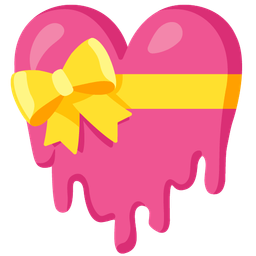 melting face and heart with ribbon