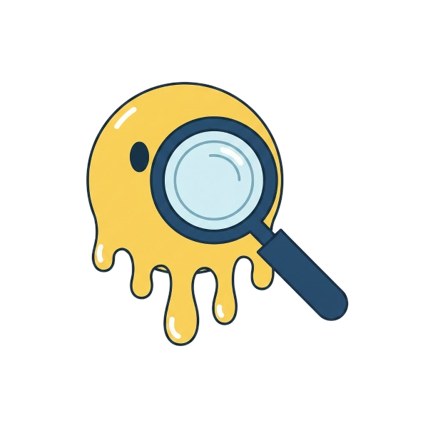 Melting face and Magnifying glass tilted right