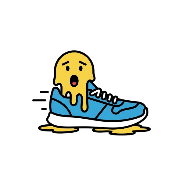 Melting face and Running shoe